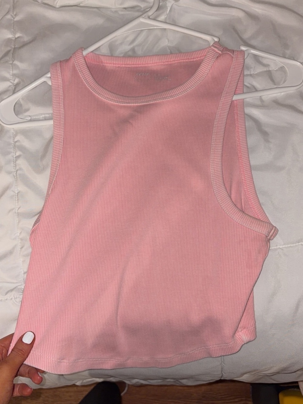 American Eagle Outfitters Pink Ribbed Crop Tank